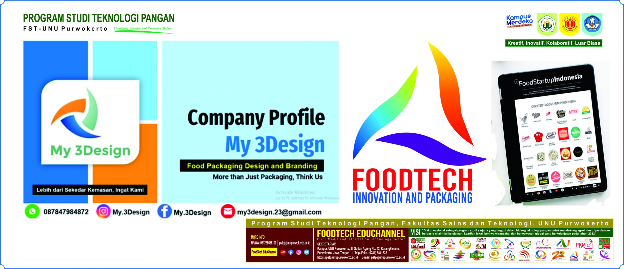 FoodPreneurship – Teknologi Pangan: Mengenal My 3Design, salah satu Startup Teknologi Pangan UNU Purwokerto